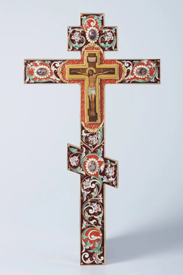 Altar cross №3 painting, filigree, enamel, painting, chemical engraving / gilding
