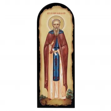 Icon on MDF 18×50 arched, 3D print, varnish Arsenius of Komel