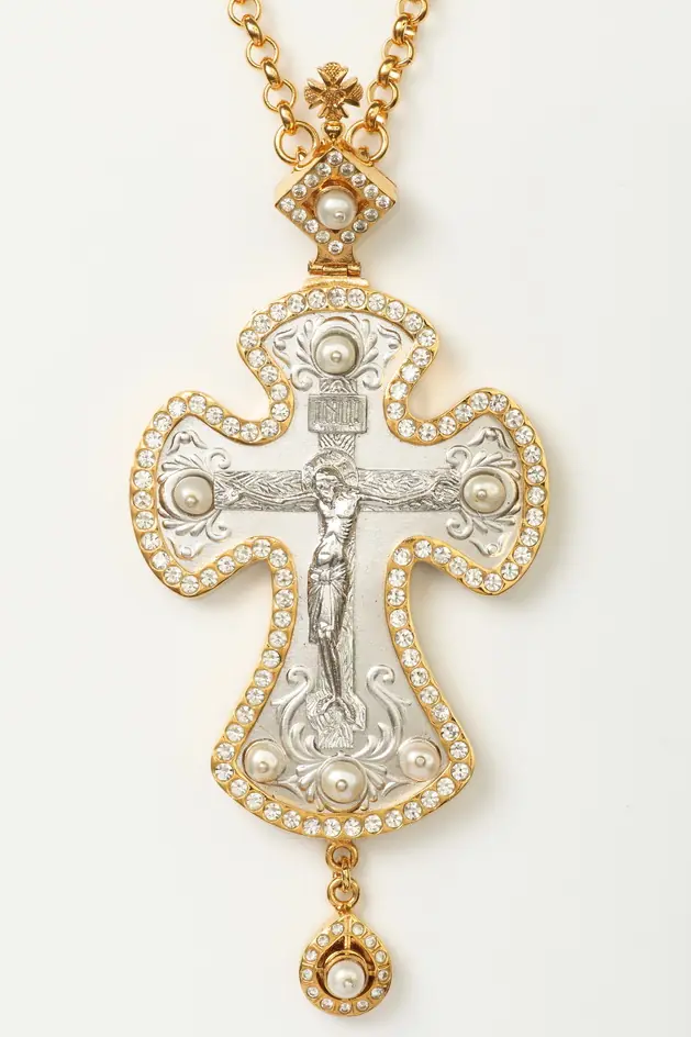 Pectoral cross №120 cast Crucifixion / gilding, silver plating