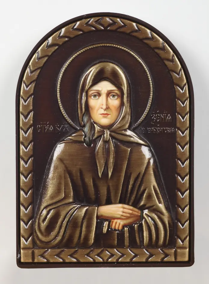Icon in plastic frame 6×9 arched riza cover №3 Xenia of St Petersburg Blessed