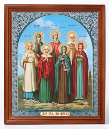 Icon in wooden frame №1 18×24 double embossing Myrrhbearing Women