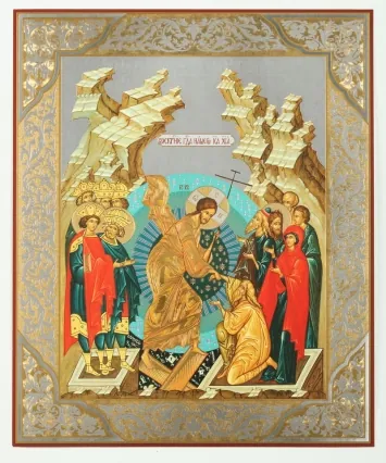 Icon on hardboard №1 30×40 double embossing Resurrection of Christ