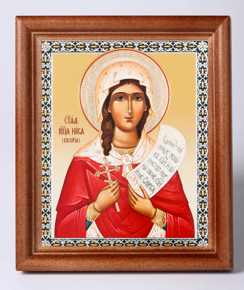 Icon in wooden frame 11×13 Name Day set, double embossing Victoria (Nike) 3
