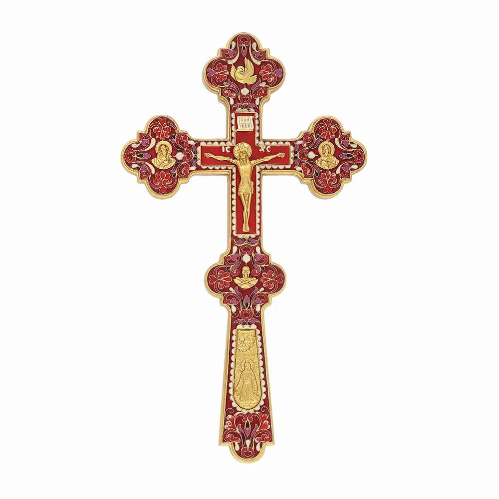 Altar cross №6-15 complex small electroformed enamel gilding