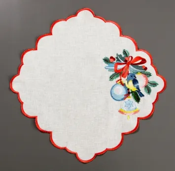 Embroidered church Christmas napkin №21 white
