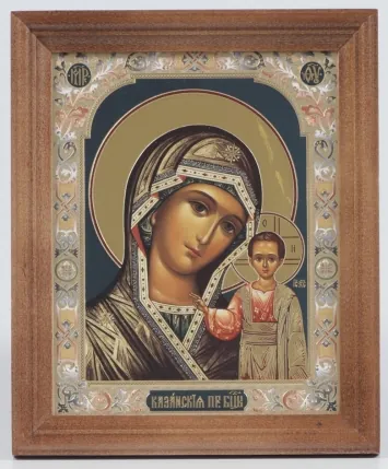 Icon in wooden frame 13×18 blind embossing (without glass) Kazan Mother of God 29