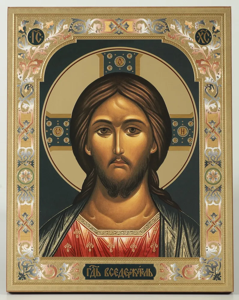 Icon on wooden panel 21×32 chipboard blind embossing, packaging Saviour 29