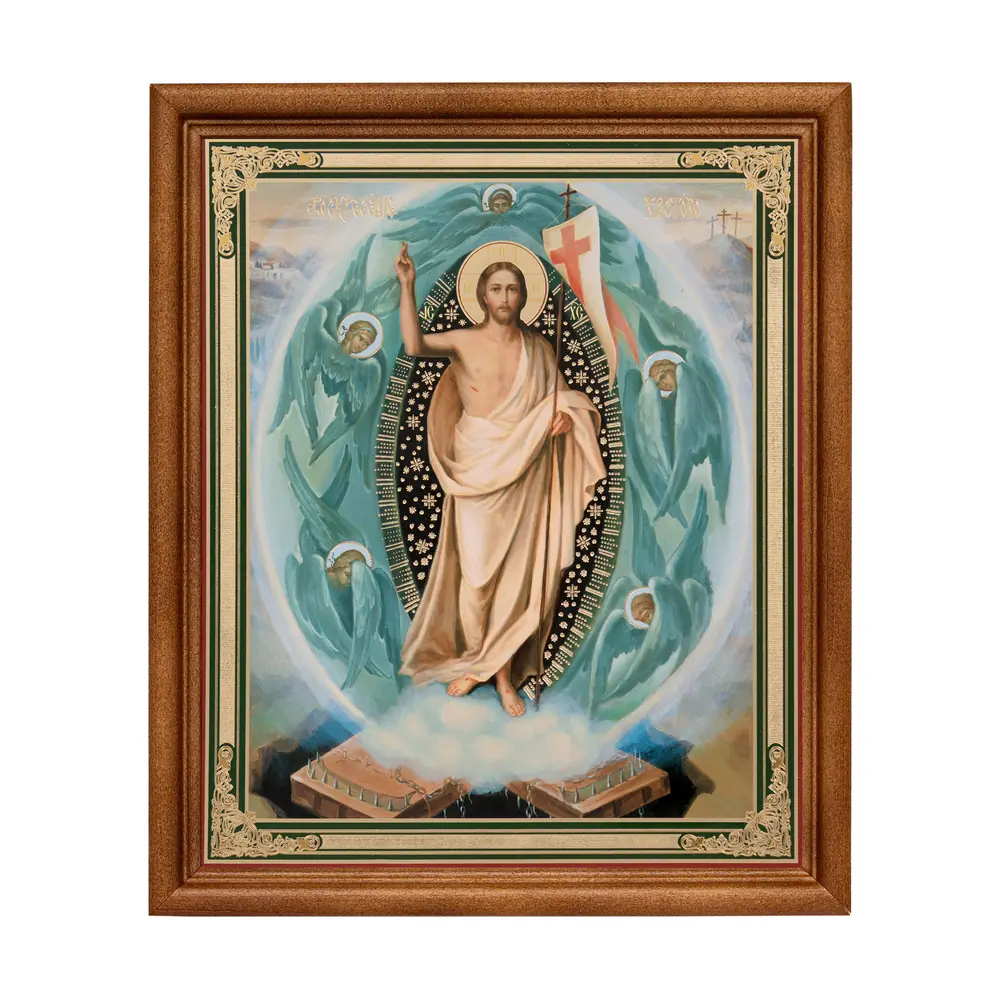 Icon in wooden frame №1 18×24 double embossing Resurrection of Christ 69