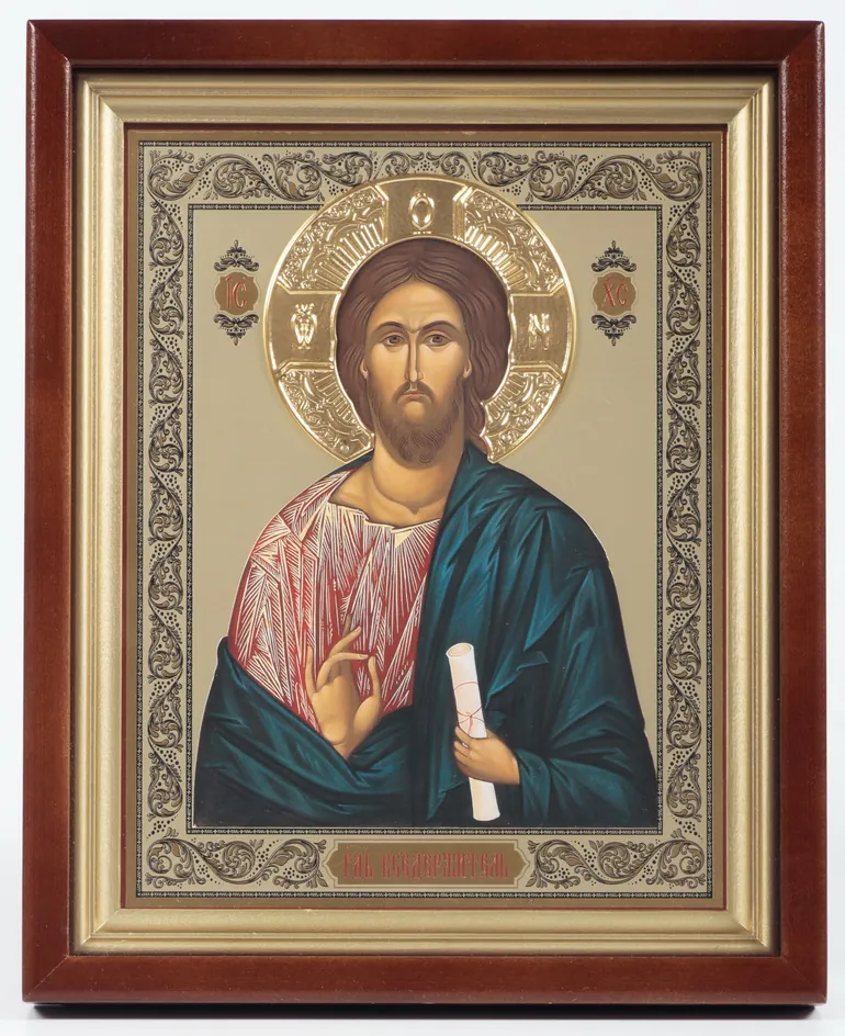 ხატი კიოტში 22×26 რთული, სამმაგი ტვიფრი, გვირგვინი მოოქროვილი მაცხოვარი