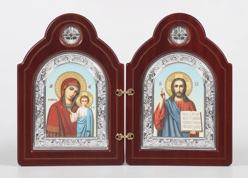 Carved folding icon shaped, icon 9×12 canvas, №2 Saviour-Kazan Mother of God