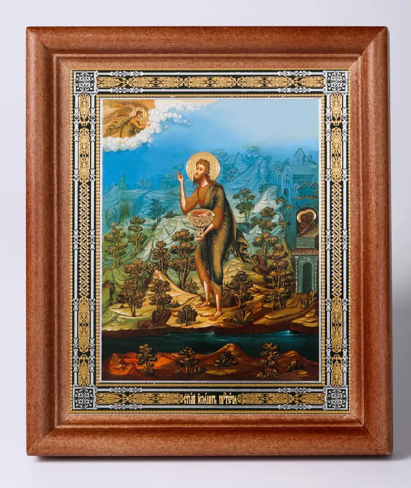 Icon in wooden frame 11×13 Name Day set, double embossing John the Baptist 2