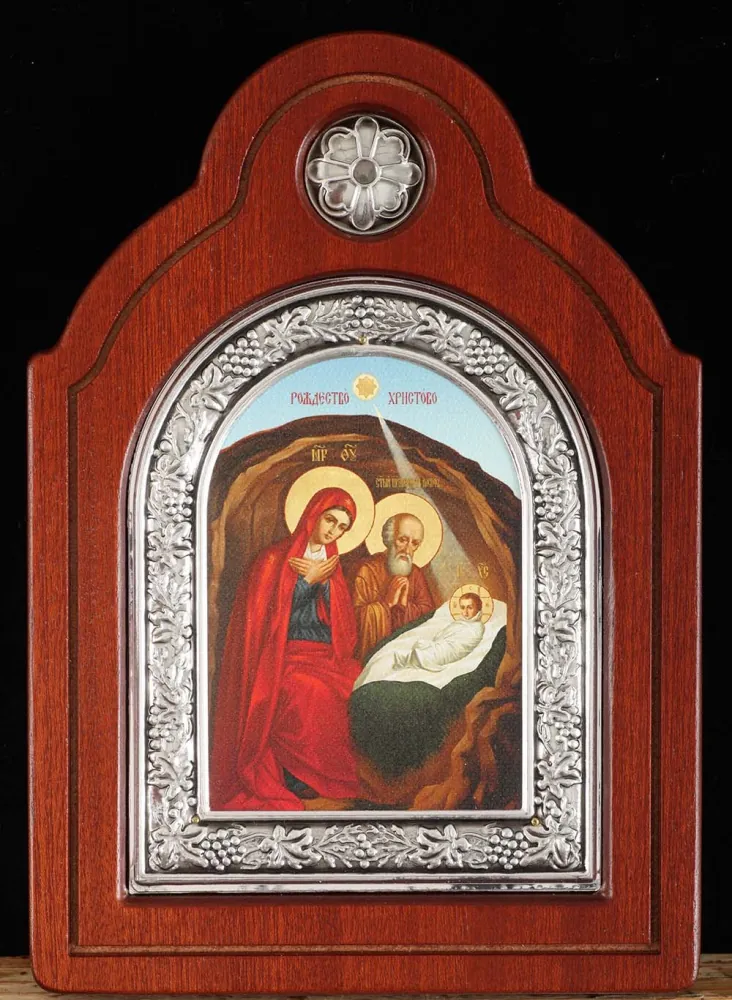 Икона настольная 9х12 фигурная, канвас, №2 Рождество Христово