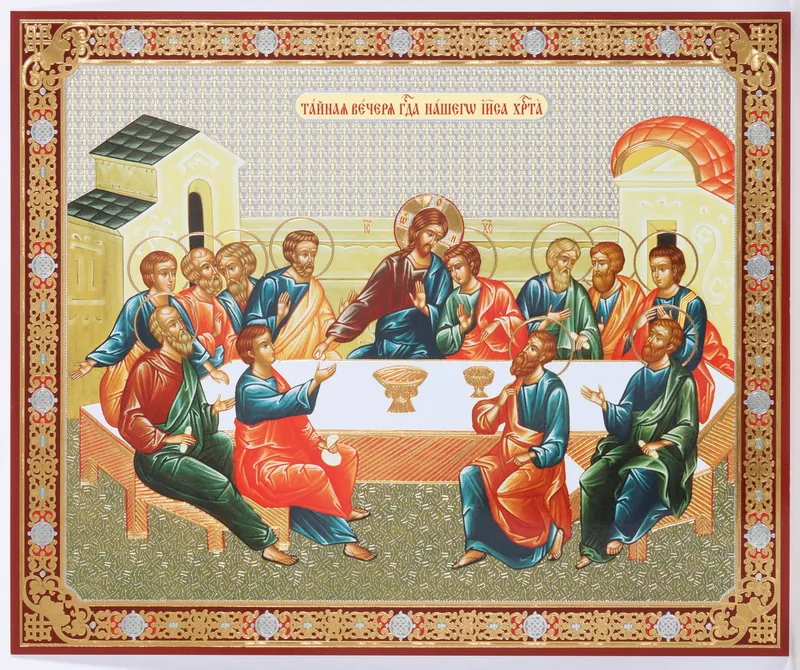 Icon on hardboard №1 24×18 double embossing Last Supper 2