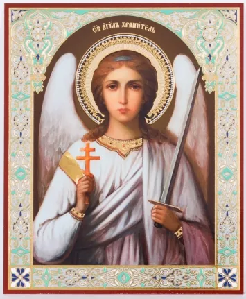 Icon on hardboard №1 11×13 double embossing Guardian Angel (half-length) №4