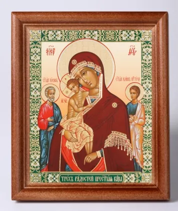 Икона в деревянной рамке №1 11х13 двойное тиснение Трех радостей БМ 2