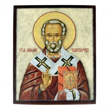 Икона на дереве 9х11 лак Николай Чудотворец 4