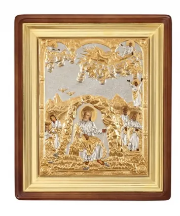 Painted icon in icon case 85×105 oil, riza cover №172, icon case №1 Elijah the Prophet