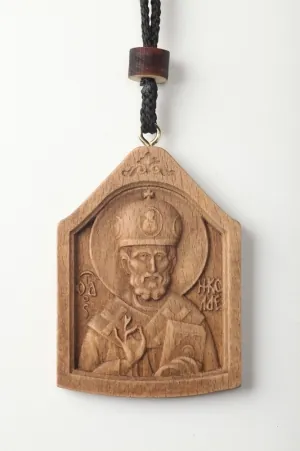 Wooden icon for the car on a hanger Nicholas the Wonderworker