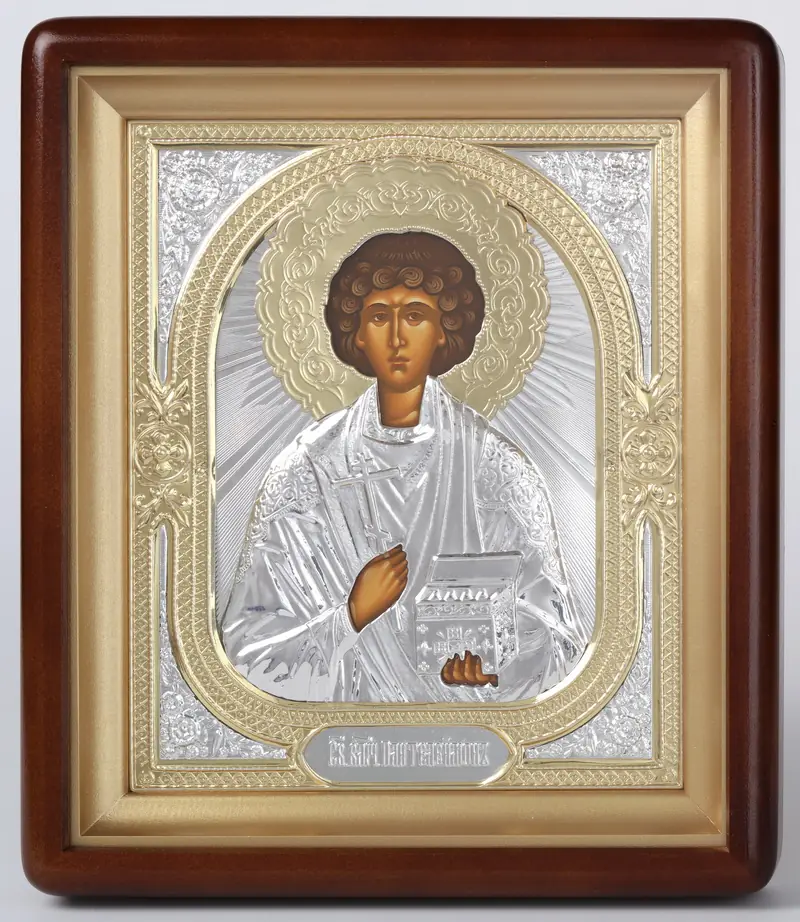 ხატი კიოტში 18×24 ფიგურული, ტემპერა, მოცულობითი მოჭედილობა №1 პანტელეიმონი