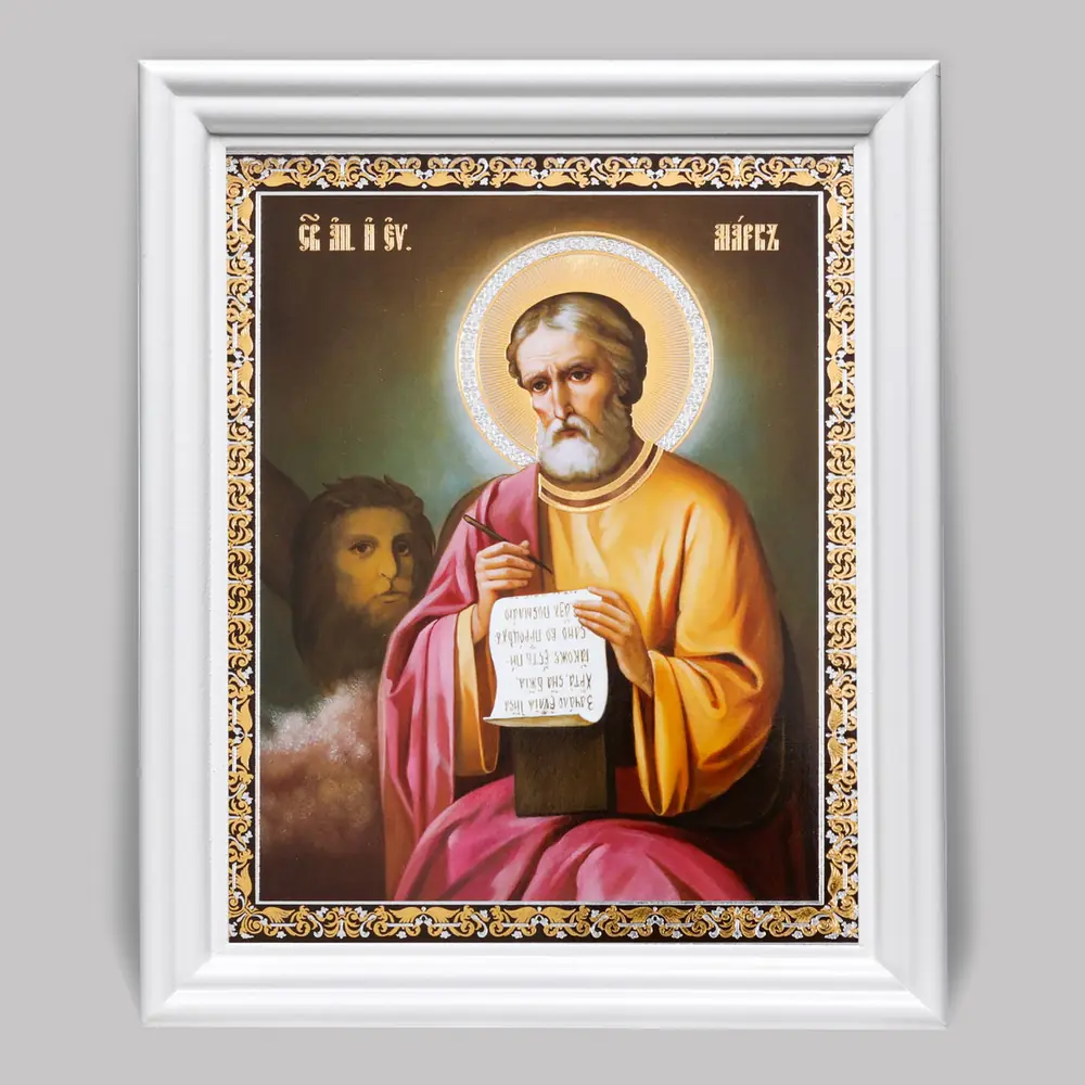 Icon in wooden frame №3 11×13 (white) double embossing Mark 2