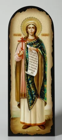 Icon on MDF 18×50 arched, 3D print, varnish Marina
