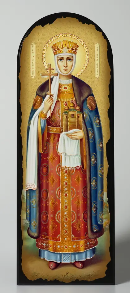 Icon on MDF 18×50 arched, 3D print, varnish Olga
