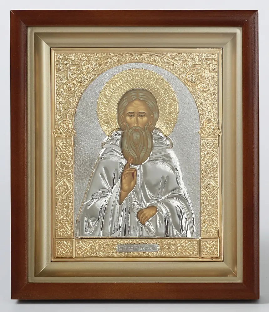 ხატი კიოტში 15×19 რთული, ტემპერა, მოცულობითი მოჭედილობა, ნიკელი, მოოქროვება სერგი რადონეჟელი