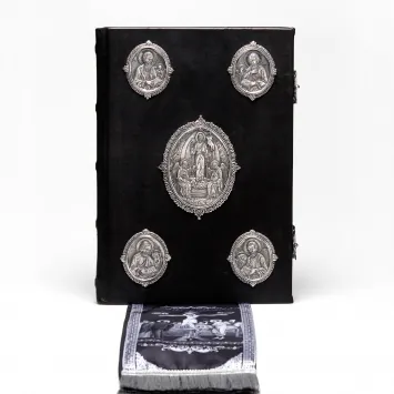 Gospel 360 * 240 leather cover electroformed silver plating niello