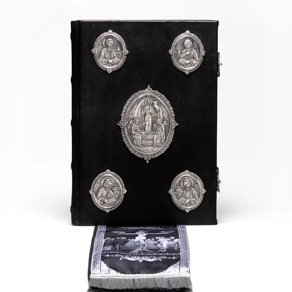 Gospel 360 * 240 leather cover electroformed silver plating niello