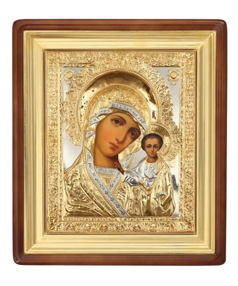 ფერწერული ხატი კიოტში 50×60 ზეთი, მოჭედილობა №130, კიოტი №1 ყაზანის ღვთისმშობელი