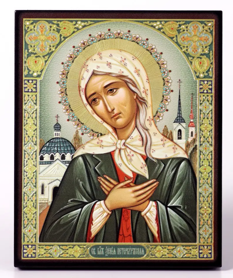 Icon on board 13×15 3D print, varnish Xenia of St Petersburg 3