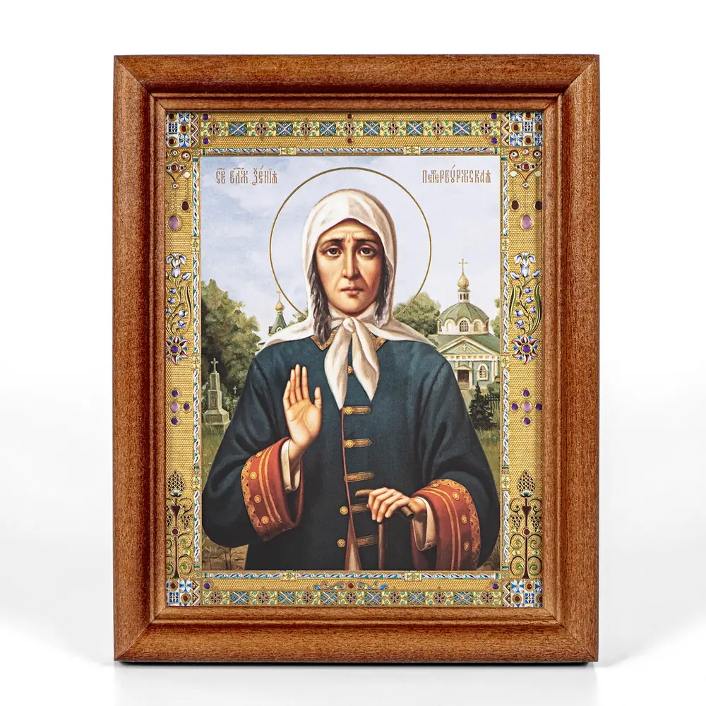 Icon in wooden frame №1 11×13 double embossing Xenia of St Petersburg, Blessed (7)