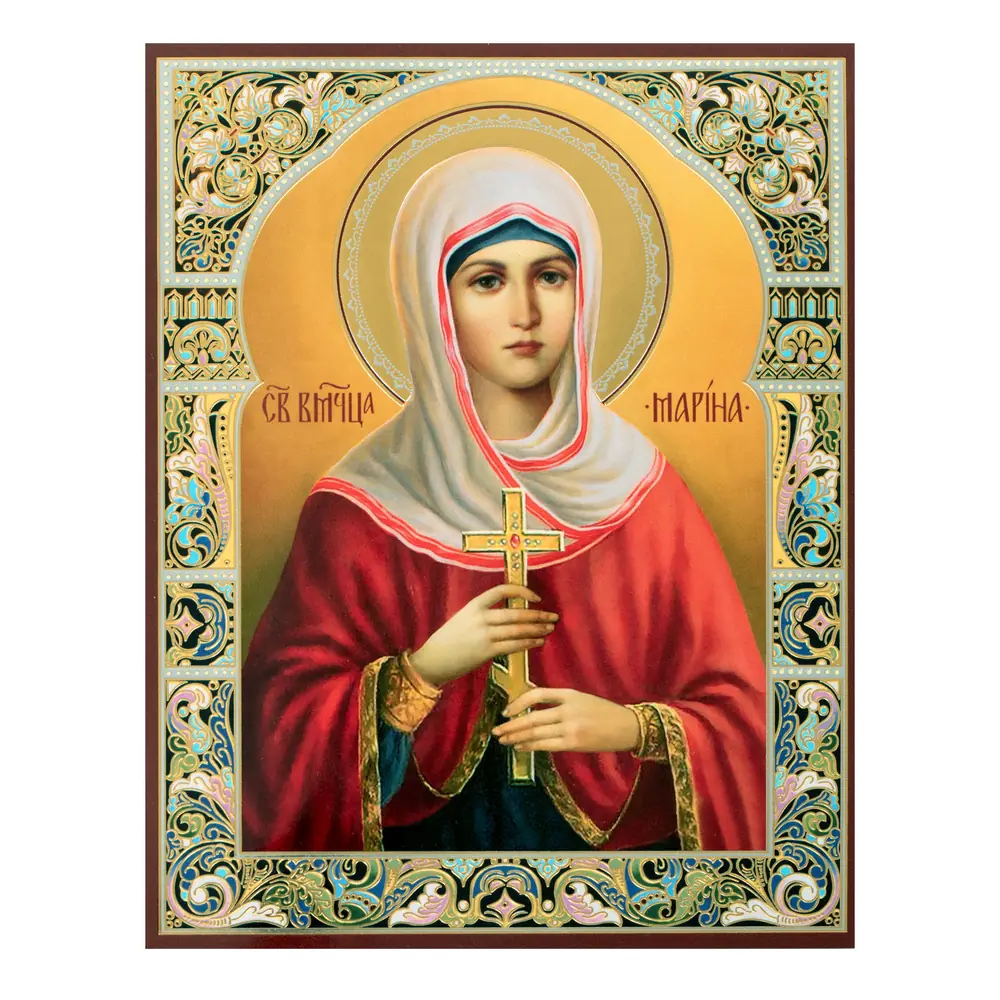 Icon on hardboard №1 11×13 double embossing Marina of Antioch, Great Martyr (3)