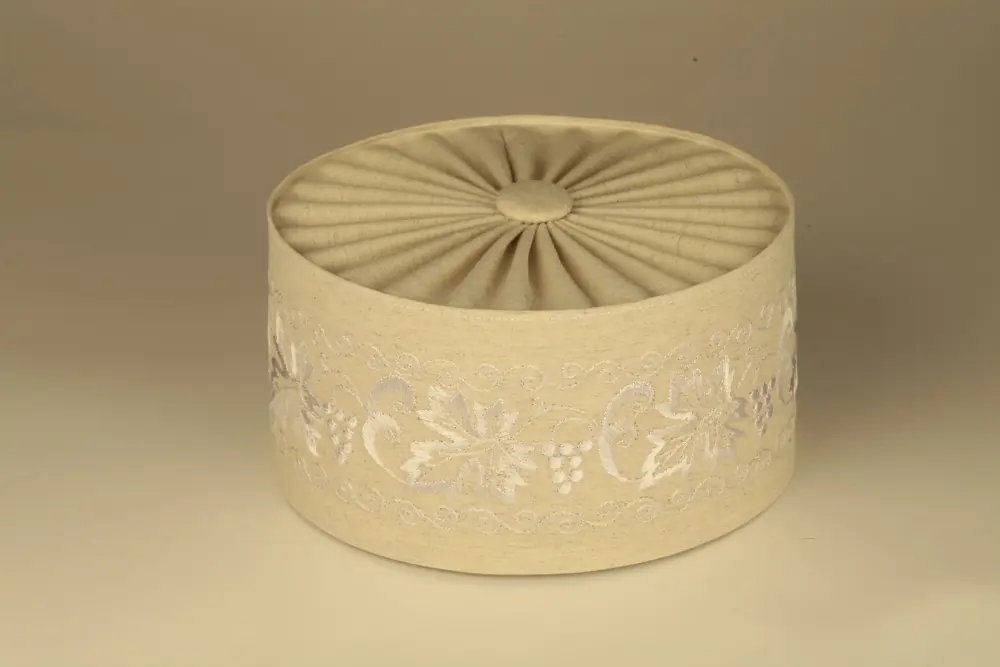 Greek skufia linen embroidered