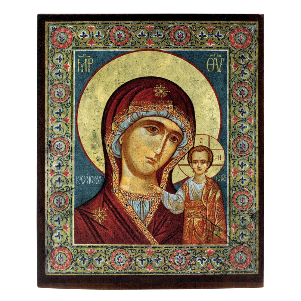 Икона на дереве 9х11 лак Казанская БМ 3