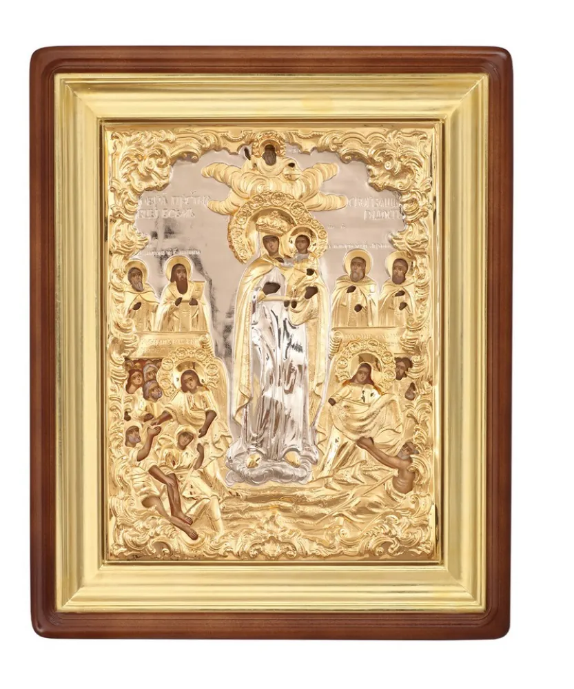 ფერწერული ხატი კიოტში 24×30 ზეთი, მოჭედილობა №210, კიოტი №1 ყოველთა მწუხარეთა სიხარული