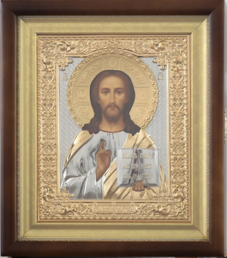 ფერწერული ხატი კიოტში 18×24 ტემპერა, მოჭედილობა №245 ნაწილობრივი / მოოქროვილი, ბაგეტის ქვეჩარჩო ყოვლისმპყრობელი