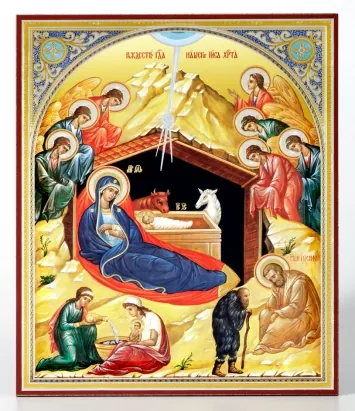 Icon on hardboard №1 18×24 double embossing Nativity of Christ 39