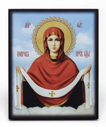 Icon on board 13×15 3D print, varnish Protection Mother of God 4