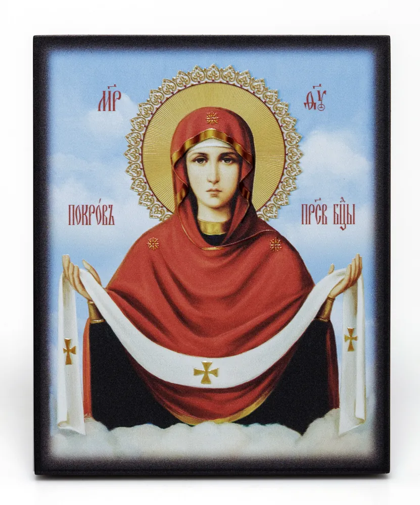 Icon on board 13×15 3D print, varnish Protection Mother of God 4