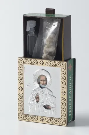 Incense holder with riza with blessed set Nicholas the Wonderworker