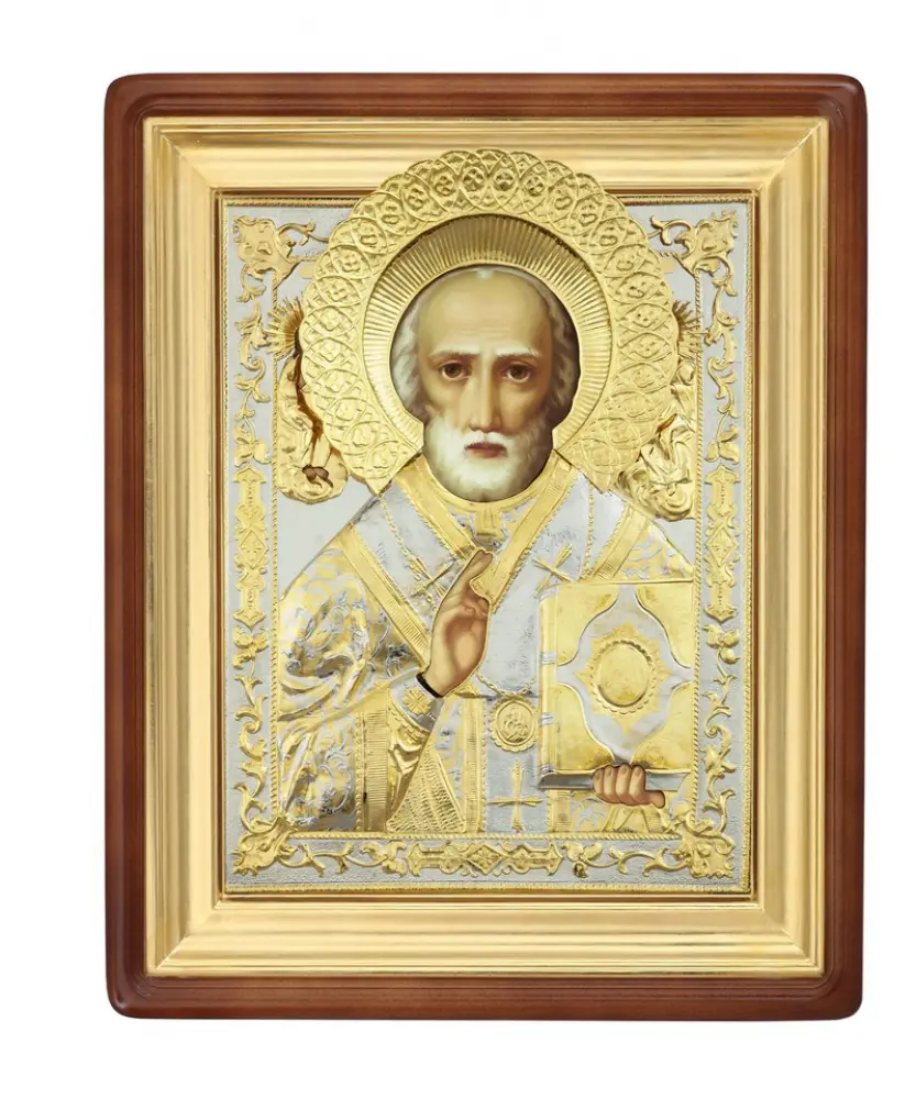ფერწერული ხატი კიოტში 50×60 ზეთი, მოჭედილობა №148, კიოტი №1 ნიკოლოზ საკვირველთმოქმედი