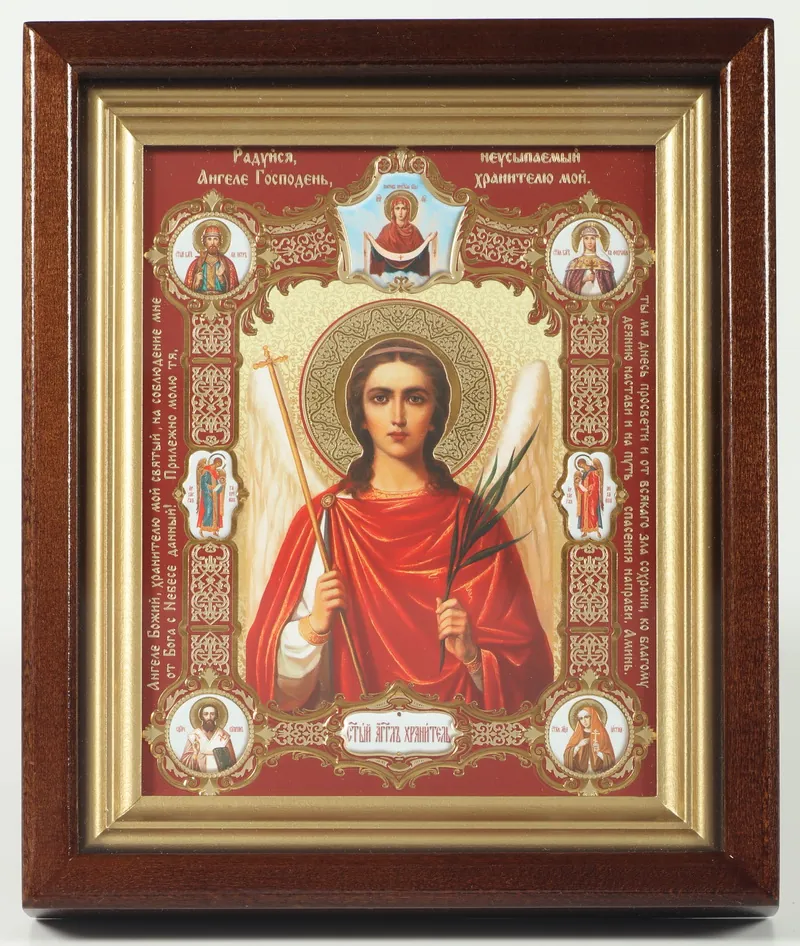 ხატი კიოტში 13×18 რთული, რელიეფური ტვიფრი, ფირი მფარველი ანგელოზი ცხოვრების სცენებით