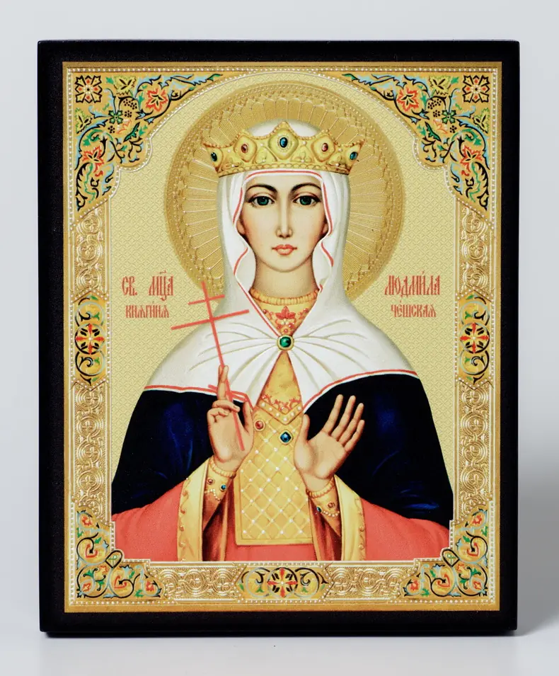Icon on board 13×15 3D print, varnish Ludmila of Bohemia 1