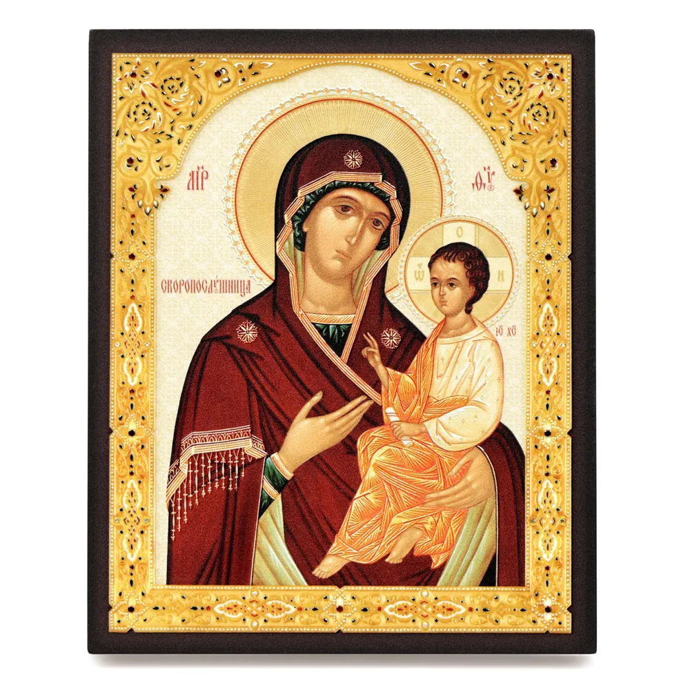 Icon on board 13×15 3D print, varnish Quick to Hearken Mother of God 2