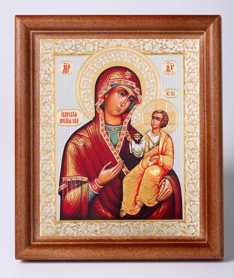 Icon in wooden frame №1 11×13 double embossing Iveron Mother of God 2