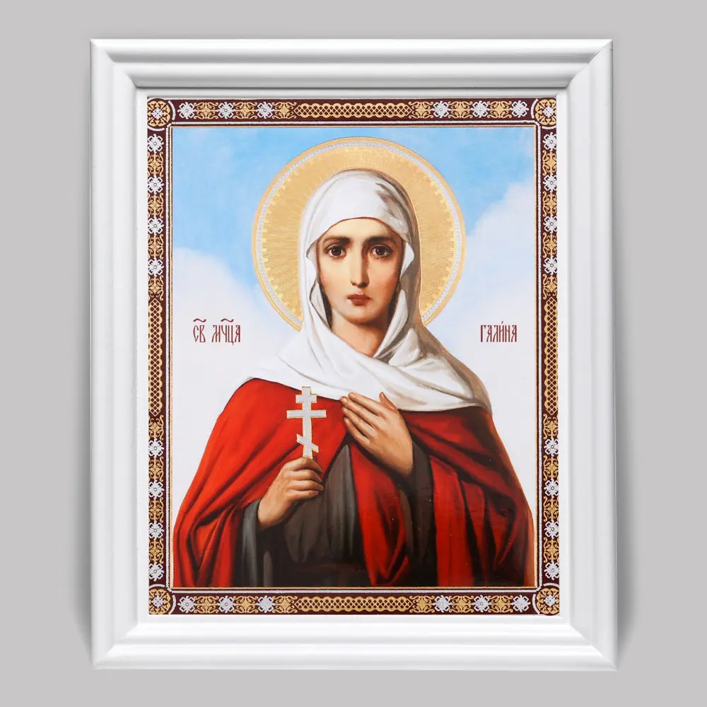 Icon in wooden frame №3 11×13 (white) double embossing Galina St Martyr (3)