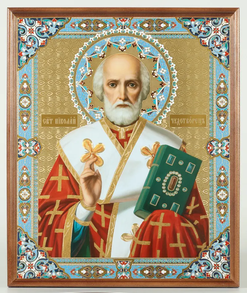 Icon in wooden frame №1 30×40 double embossing, packaging Nicholas the Wonderworker 17