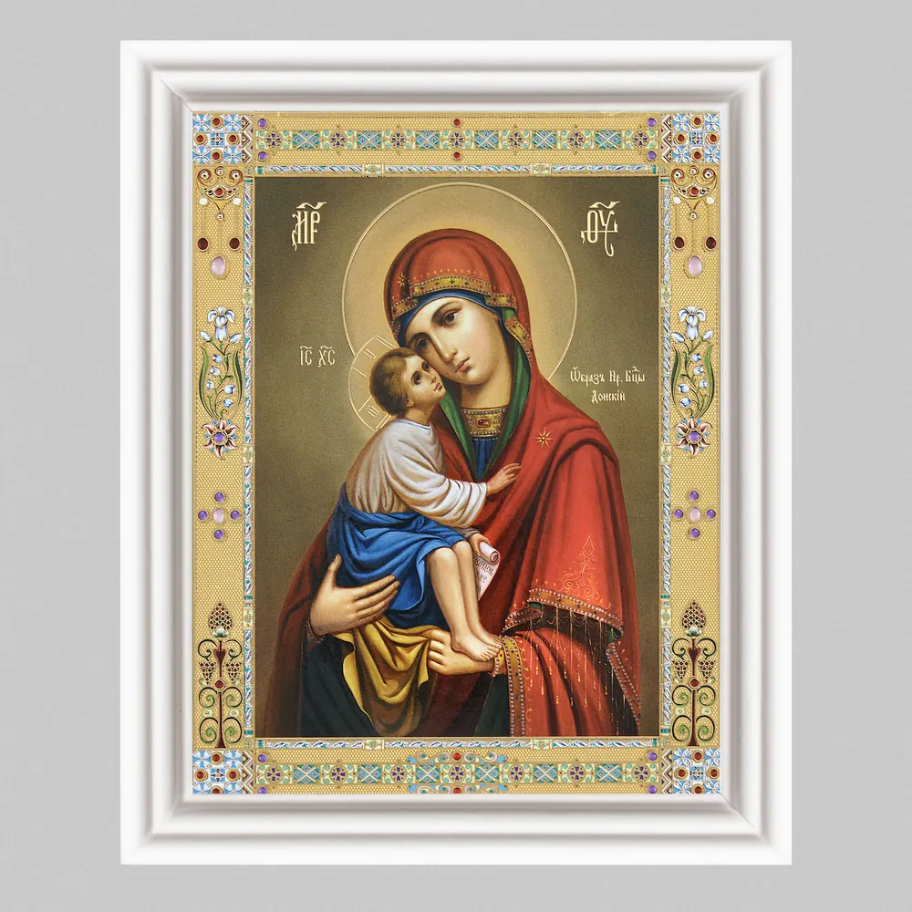 Icon in wooden frame №3 11×13 (white) double embossing Don Mother of God 3