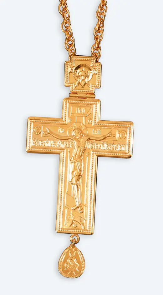 სამკერდე ჯვარი მცირე ძეწკვით მოოქროვება